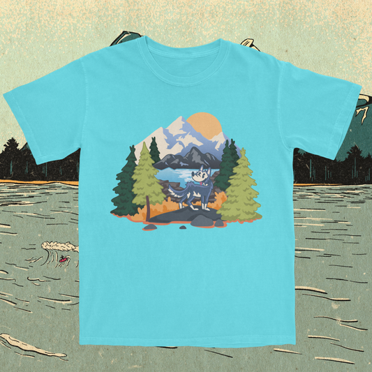 Wanderlust Wolf: Adventure Awaits at Landslide Lake Youth T-Shirt